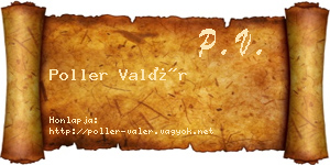 Poller Valér névjegykártya